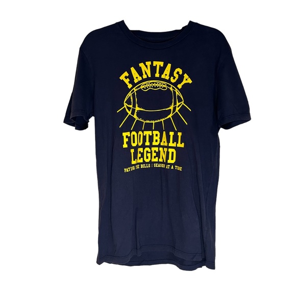 MENS NAVY LOCAL CELEBRITY FANTASY FOOTBALL T-SHIRT SIZE SMALL - Picture 1 of 4